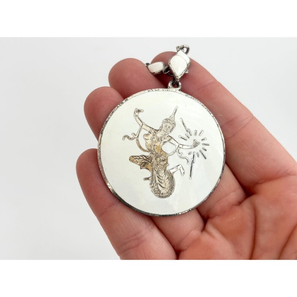 Rare Siam Sterling Silver White Multi-Figure Thai Made 30's 925 Vintage Necklace - Picture 15 of 16